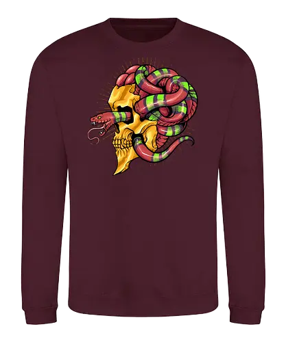 snake brain  - snake, brain, skull, myth, skeleton, art, poison, animal, darkart, tattoo, golden - Sweatshirt