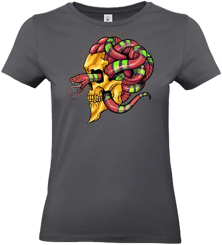 snake brain  - snake, brain, skull, myth, skeleton, art, poison, animal, darkart, tattoo, golden - Standard T-Shirt (Women)
