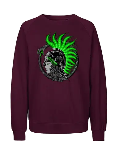 athena warrior  - athena, godness, marijuana, cannabis, nocturnal, wild, animal, wolf, owl, night, insomnia, coffee, beast, jungle, forest, horror, art, illustration, night vision - Fairtrade Sweatshirt