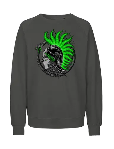 athena warrior  - athena, godness, marijuana, cannabis, nocturnal, wild, animal, wolf, owl, night, insomnia, coffee, beast, jungle, forest, horror, art, illustration, night vision - Fairtrade Sweatshirt