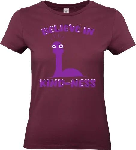 Believe in Kind-Ness (Glaube an Freundlichkeit) - Freundlichkeit, Nessie, Loch Ness, Cartoon, Design, Positivität, skurril, Humor, süß, einzigartig, lustig, Monster, Seeungeheuer, mystisch, mysteriös, guter Vibe, Spaß, Botschaft, Comic, niedlich, fantasievoll, Schottland, Legende, Kreatur, fröhlich, cryptid, kawaii, cute - Standard T-Shirt (Women)