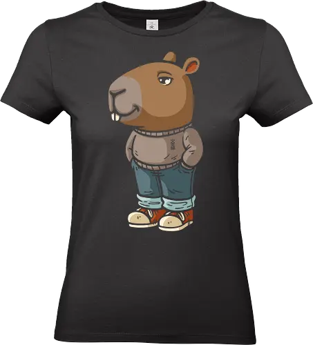 Stay Chill Like A Capybara - chill guy, chilling, capybara, stay chill, internet meme, viral, vintage design, funny meme, hype, dilligaf, retro colors, cool, don't care, idgaf, kawaii, pop art, funny, trending, instagram, tiktok, facebook meme, meme viral - Standard T-Shirt (Women)