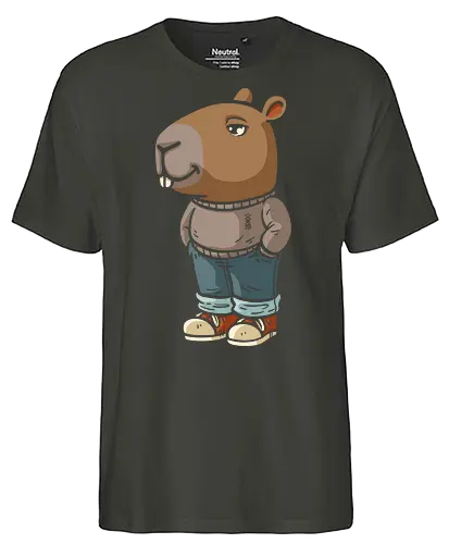 Stay Chill Like A Capybara - chill guy, chilling, capybara, stay chill, internet meme, viral, vintage design, funny meme, hype, dilligaf, retro colors, cool, don't care, idgaf, kawaii, pop art, funny, trending, instagram, tiktok, facebook meme, meme viral - Fairtrade T-Shirt