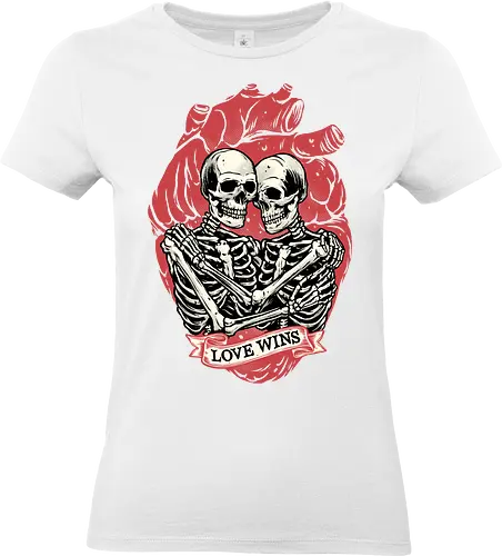 Love Wins - Valentine’s Day, heart, love, funny, humor, skeleton, skulls - Standard T-Shirt (Women)