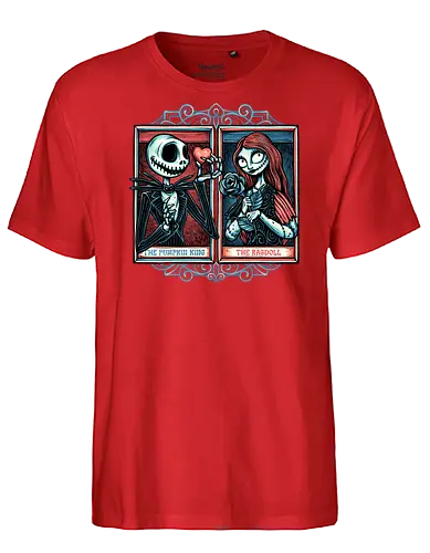Skeleton Romance - Valentine’s Day, heart, love, horror, romance, film, movie, animation, skeleton - Fairtrade T-Shirt