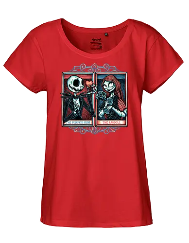 Skeleton Romance - Valentine’s Day, heart, love, horror, romance, film, movie, animation, skeleton - Fairtrade Girl Shirt