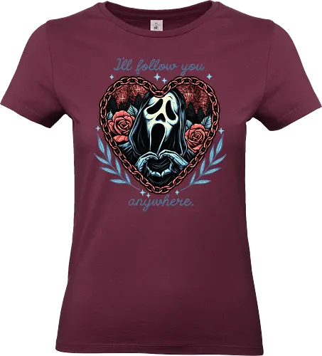 Following Anywhere - Movie, horror, Valentines, heart, love, funny, humor, villain - Standard T-Shirt (Women)