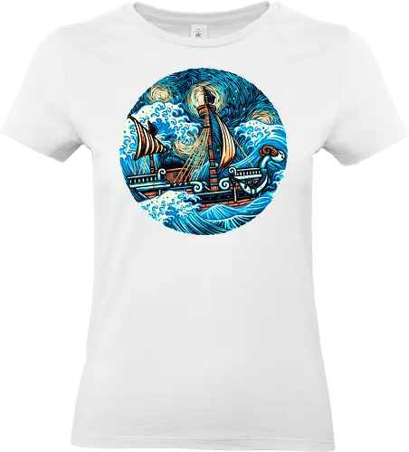 Pirate Waves - Anime, animation, pirates, ship, cartoons, Manga, Japanese, Japan - Standard T-Shirt (Women)