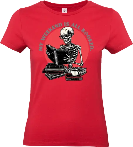 Weekend Reader - Books, reading, funny, humor, skeleton, skulls, weekend - Standard T-Shirt (Women)
