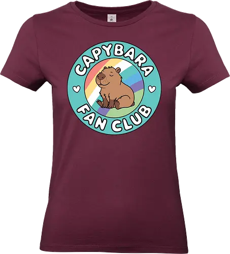Capybara Fan Club - capybara, fan club, rainbow, badge, cute, sitting, green, club, cheerful, colorful - Standard T-Shirt (Women)