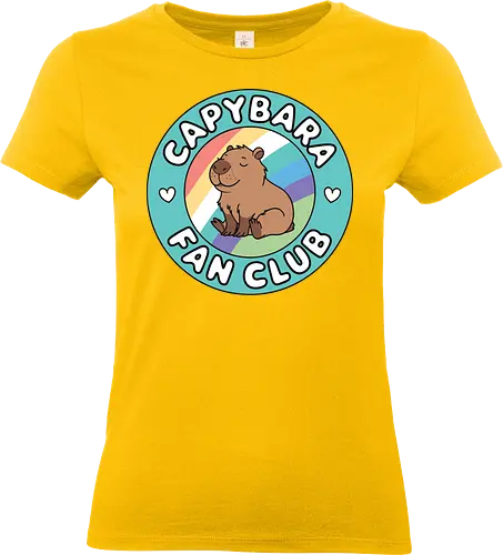 Capybara Fan Club - capybara, fan club, rainbow, badge, cute, sitting, green, club, cheerful, colorful - Standard T-Shirt (Women)