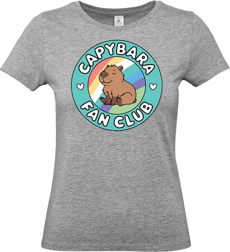Capybara Fan Club - capybara, fan club, rainbow, badge, cute, sitting, green, club, cheerful, colorful - Standard T-Shirt (Women)