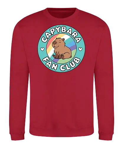 Capybara Fan Club - capybara, fan club, rainbow, badge, cute, sitting, green, club, cheerful, colorful - Sweatshirt