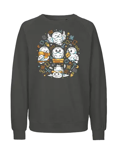 Owls And Witchcraft - owl, cute, witchcraft, wizard, school, books, magic, magical, wand, winter, fantasy, potions - Fairtrade Sweatshirt