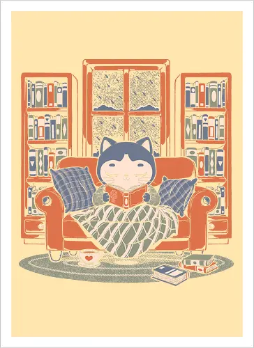 Cozy Book Winter Cat