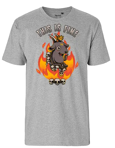 Fire Demon Meme Fine - fire, demon, meme, internet, baphomet, skull, pentagram, black humor - Fairtrade T-Shirt