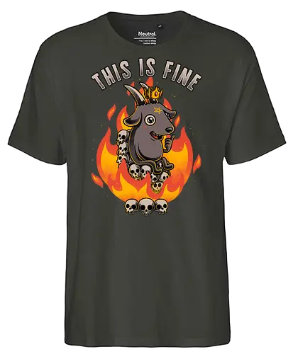 Fire Demon Meme Fine - fire, demon, meme, internet, baphomet, skull, pentagram, black humor - Fairtrade T-Shirt