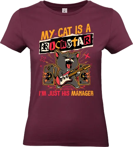 Rockstar Cat Manager - cool, funny, cat, black cat, rockstar, metal, heavy metal, punk, rock, rock and rool, music, pet, joke, cute, screaming - Standard T-Shirt (Women)