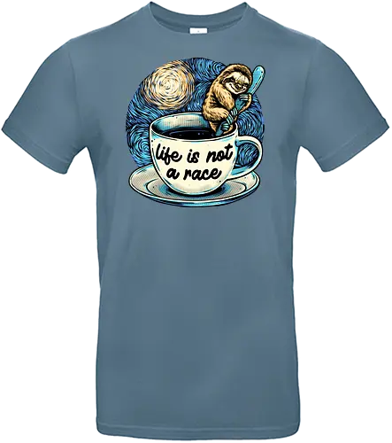Life is not a race - Inspirational, motivational, animal, sloth, coffee, caffeine, cute - Standard T-Shirt