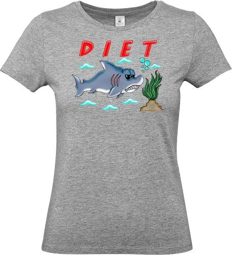 Shark Diet (Haidiät) - Hai, Diät, Cartoon, lustig, Sarkasmus, Humor, witzig, verspielt, Spaß, Strand, Meer, Ozean, Fisch, Lächeln, Entspannung, Lacher, Meeresthema, urkomisch, lässig, Tiere, maritim, sarkastisch, einzigartig, kreativ, komisch - Standard T-Shirt (Women)