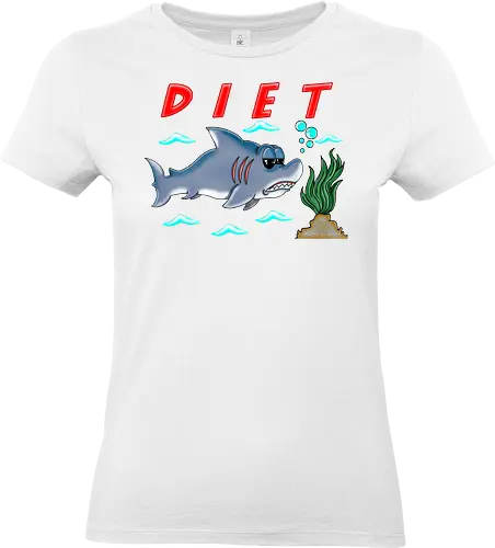 Shark Diet (Haidiät) - Hai, Diät, Cartoon, lustig, Sarkasmus, Humor, witzig, verspielt, Spaß, Strand, Meer, Ozean, Fisch, Lächeln, Entspannung, Lacher, Meeresthema, urkomisch, lässig, Tiere, maritim, sarkastisch, einzigartig, kreativ, komisch - Standard T-Shirt (Women)