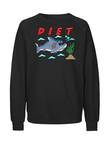 Shark Diet (Haidiät) - Hai, Diät, Cartoon, lustig, Sarkasmus, Humor, witzig, verspielt, Spaß, Strand, Meer, Ozean, Fisch, Lächeln, Entspannung, Lacher, Meeresthema, urkomisch, lässig, Tiere, maritim, sarkastisch, einzigartig, kreativ, komisch - Fairtrade Sweatshirt