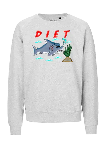 Shark Diet (Haidiät) - Hai, Diät, Cartoon, lustig, Sarkasmus, Humor, witzig, verspielt, Spaß, Strand, Meer, Ozean, Fisch, Lächeln, Entspannung, Lacher, Meeresthema, urkomisch, lässig, Tiere, maritim, sarkastisch, einzigartig, kreativ, komisch - Fairtrade Sweatshirt