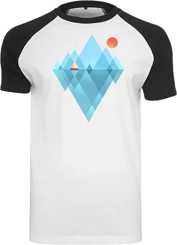 Iceberg - geometric, abstract, arctic, boat, colorful, iceberg, minimalism, minimalist, modern art, nature, nordic, sea, simple, sun, geometrical designs - Raglan T-Shirt