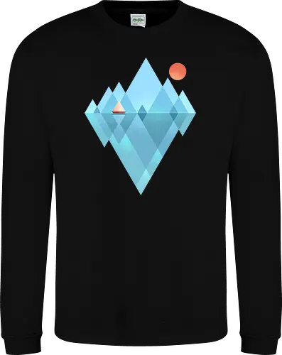 Iceberg - geometric, abstract, arctic, boat, colorful, iceberg, minimalism, minimalist, modern art, nature, nordic, sea, simple, sun, geometrical designs - Sweatshirt
