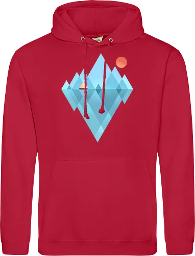 Iceberg - geometric, abstract, arctic, boat, colorful, iceberg, minimalism, minimalist, modern art, nature, nordic, sea, simple, sun, geometrical designs - Standard Hoodie