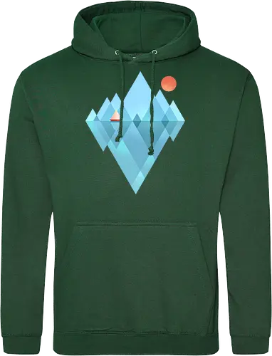Iceberg - geometric, abstract, arctic, boat, colorful, iceberg, minimalism, minimalist, modern art, nature, nordic, sea, simple, sun, geometrical designs - Standard Hoodie