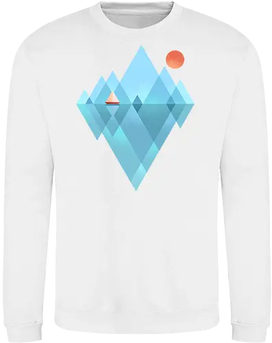 Iceberg - geometric, abstract, arctic, boat, colorful, iceberg, minimalism, minimalist, modern art, nature, nordic, sea, simple, sun, geometrical designs - Sweatshirt