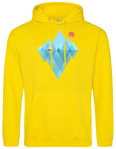Iceberg - geometric, abstract, arctic, boat, colorful, iceberg, minimalism, minimalist, modern art, nature, nordic, sea, simple, sun, geometrical designs - Standard Hoodie