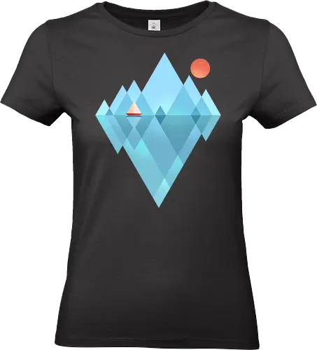 Iceberg - geometric, abstract, arctic, boat, colorful, iceberg, minimalism, minimalist, modern art, nature, nordic, sea, simple, sun, geometrical designs - Standard T-Shirt (Women)