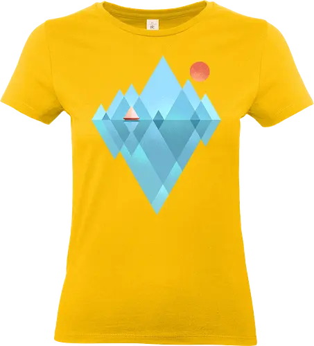 Iceberg - geometric, abstract, arctic, boat, colorful, iceberg, minimalism, minimalist, modern art, nature, nordic, sea, simple, sun, geometrical designs - Standard T-Shirt (Women)