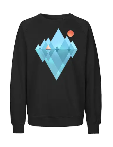 Iceberg - geometric, abstract, arctic, boat, colorful, iceberg, minimalism, minimalist, modern art, nature, nordic, sea, simple, sun, geometrical designs - Fairtrade Sweatshirt