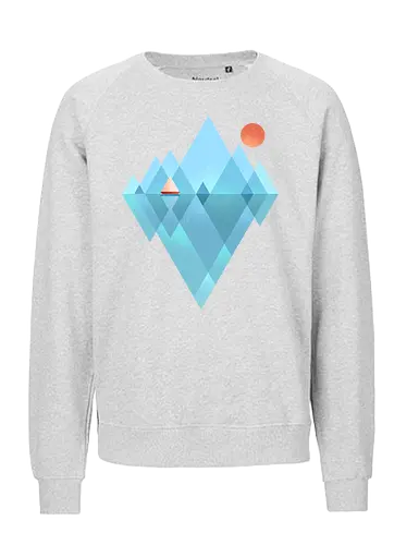 Iceberg - geometric, abstract, arctic, boat, colorful, iceberg, minimalism, minimalist, modern art, nature, nordic, sea, simple, sun, geometrical designs - Fairtrade Sweatshirt