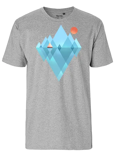 Iceberg - geometric, abstract, arctic, boat, colorful, iceberg, minimalism, minimalist, modern art, nature, nordic, sea, simple, sun, geometrical designs - Fairtrade T-Shirt