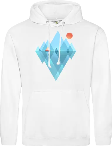 Iceberg - geometric, abstract, arctic, boat, colorful, iceberg, minimalism, minimalist, modern art, nature, nordic, sea, simple, sun, geometrical designs - Standard Hoodie