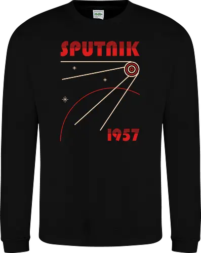 Sputnik 1957 Minimal Design - sputnik, abstract, astronaut, explore, geometric, minimalist, nostalgia, retro, russia, russian, science, space, space race, stars, vintage - Sweatshirt