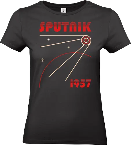 Sputnik 1957 Minimal Design - sputnik, abstract, astronaut, explore, geometric, minimalist, nostalgia, retro, russia, russian, science, space, space race, stars, vintage - Standard T-Shirt (Women)