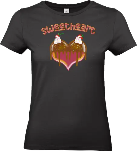 Sweetheart (Herzallerliebst) - kreativ, Geschenk, Valentinstag, bezaubernd, Herzmotiv, Naschkatze, Spaß, Cartoon, Design, einzigartig, Herz, süß, Desserts, Süßigkeiten, romantisch, Liebe, kawaii, niedlich, charmant, verspielt - Standard T-Shirt (Women)