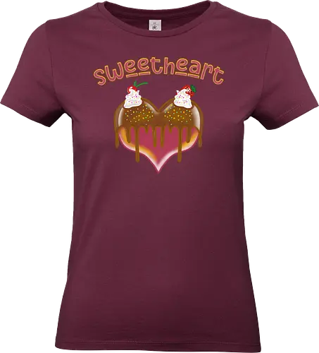 Sweetheart (Herzallerliebst) - kreativ, Geschenk, Valentinstag, bezaubernd, Herzmotiv, Naschkatze, Spaß, Cartoon, Design, einzigartig, Herz, süß, Desserts, Süßigkeiten, romantisch, Liebe, kawaii, niedlich, charmant, verspielt - Standard T-Shirt (Women)