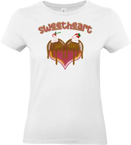 Sweetheart (Herzallerliebst) - kreativ, Geschenk, Valentinstag, bezaubernd, Herzmotiv, Naschkatze, Spaß, Cartoon, Design, einzigartig, Herz, süß, Desserts, Süßigkeiten, romantisch, Liebe, kawaii, niedlich, charmant, verspielt - Standard T-Shirt (Women)
