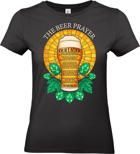 The Beer Prayer - beer, alcohol, beer lover, beer sayings, brew, cheers, drink, drinking, drunk, funny, home brew, hops, party, stained glass, beer lover gift - Standard T-Shirt (Women)