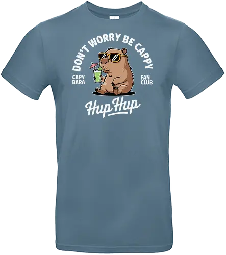Don't Worry Be Cappy Hup Hup - capybara, sunglasses, drink, umbrella, text, carefree, fun, fan club, humor, cartoon - Standard T-Shirt