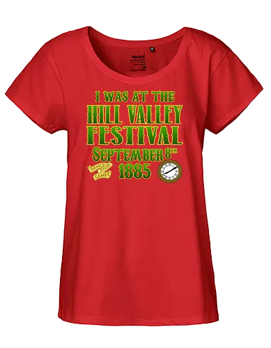 I Was There - Hill Valley, Festival, September 1885, Uhrturm, Zeitreise, Kultfilm, Fan-Design, Nostalgie, Retro, Science-Fiction, Abenteuer, Klassiker, Great Scott, Marty McFly, Doc Brown, Western, Filmzitat, Comicstil, Popkultur, Future, i was there - Fairtrade Girl Shirt
