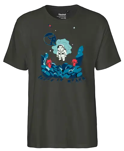 bunny in space - alien invasion, bunny art, bunny cartoon, bunny rabbit, cartoon alien, comic bunny, funny aliens, lost galaxy bunny, space, retro, wormhole, Arture - Fairtrade T-Shirt
