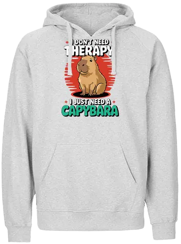 I don't need therapy, I just need a capybara - capybara, humor, therapy, text, design, animal, cute, cartoon, poster, graphic - Fairtrade Hoodie