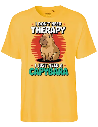 I don't need therapy, I just need a capybara - capybara, humor, therapy, text, design, animal, cute, cartoon, poster, graphic - Fairtrade T-Shirt